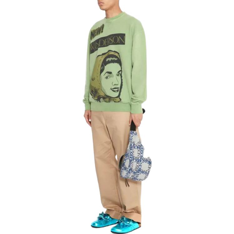 Purchase JW Anderson FW22 Logo Print Pullover Green Sweatshirt Casual Fit JW0045PG0976-155