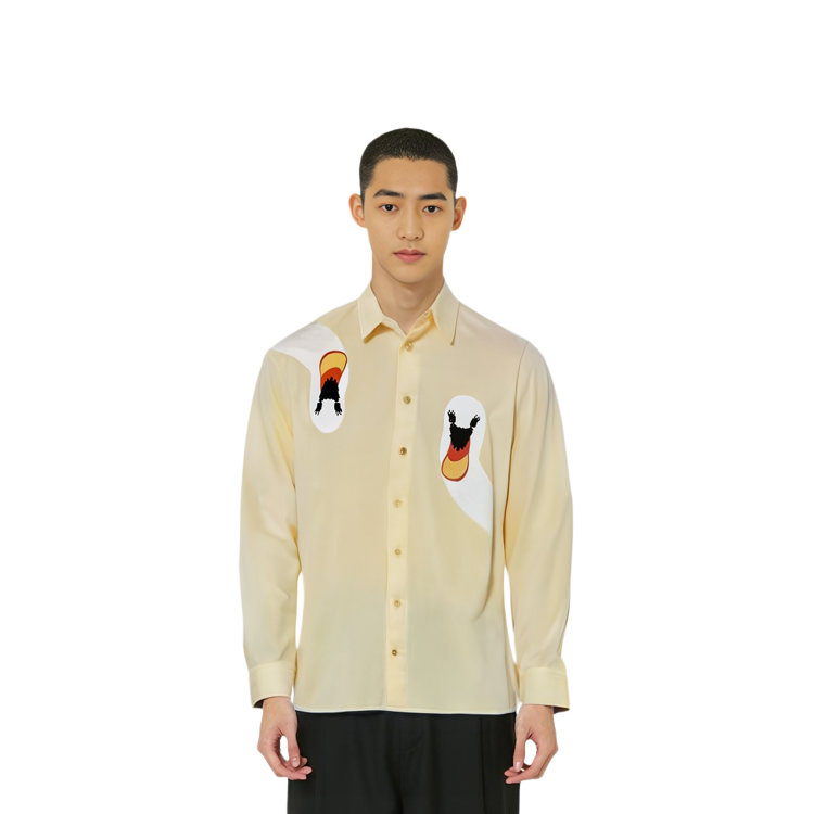 Sizing JW Anderson FW22 Kemeja Lengan Panjang Motif Kuning Button-Up SH0181PG0970200