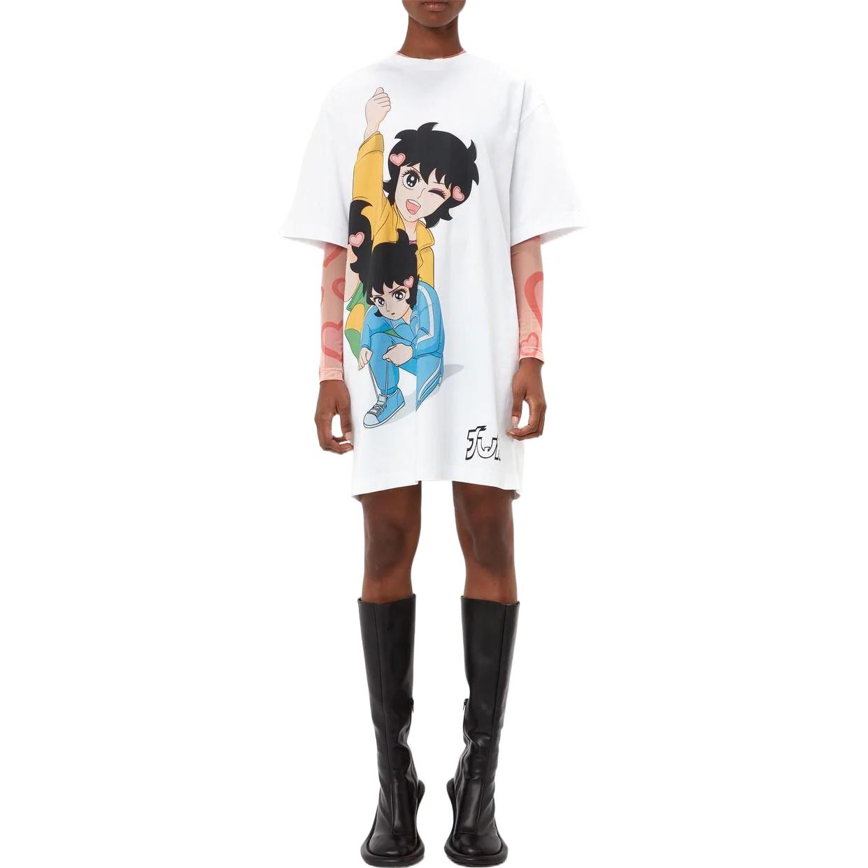 Lookbook JW Anderson FW22 Gaun Lengan Pendek Motif Putih. JD0022PG0975-001