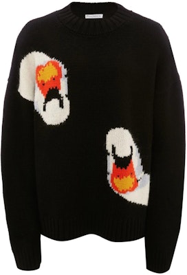 JW Anderson FW22 Corak Baju Sweater Wool Rajutan Leher Bulat Hitam KW0701YN0008-999 Order JW Anderson FW22 Corak Baju Sweater Wool Rajutan Leher Bulat Hitam KW0701YN0008-999