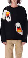 Shop JW Anderson FW22 黑色圖案毛線針織圓領毛衣 KW0701YN0008-999