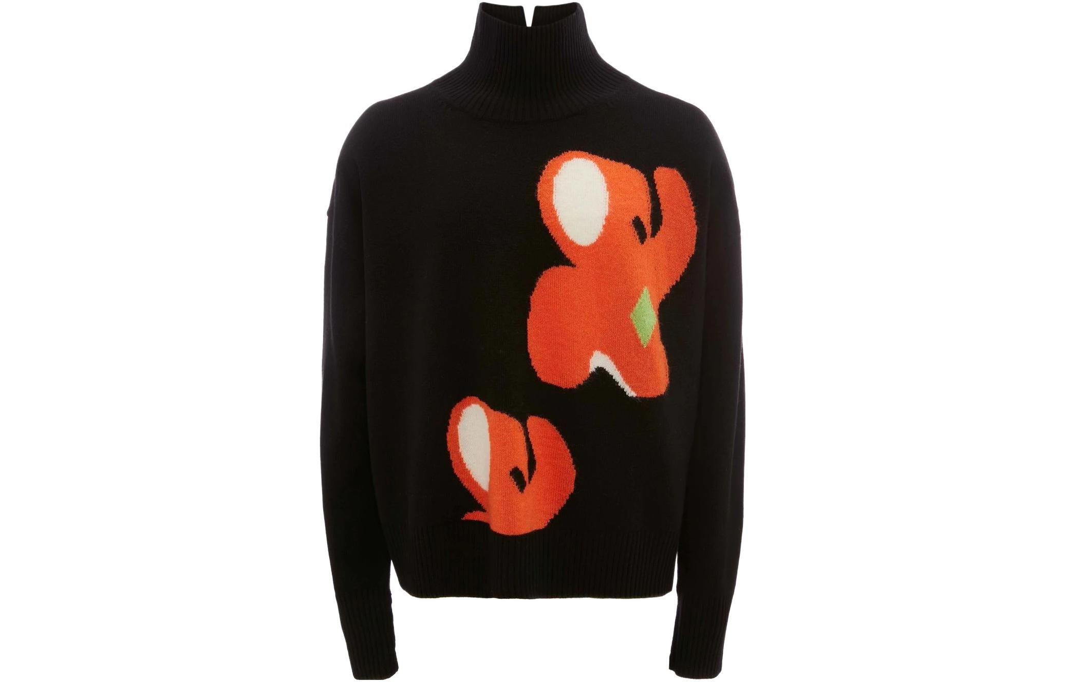JW Anderson FW22 Patterned Turtleneck Wool Knit Sweater  Black. KW0725YN0200-999