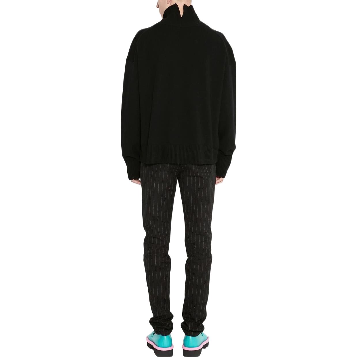 Shop JW Anderson FW22 Sweater Turtleneck Rajut Wol Pola Hitam. KW0725YN0200-999