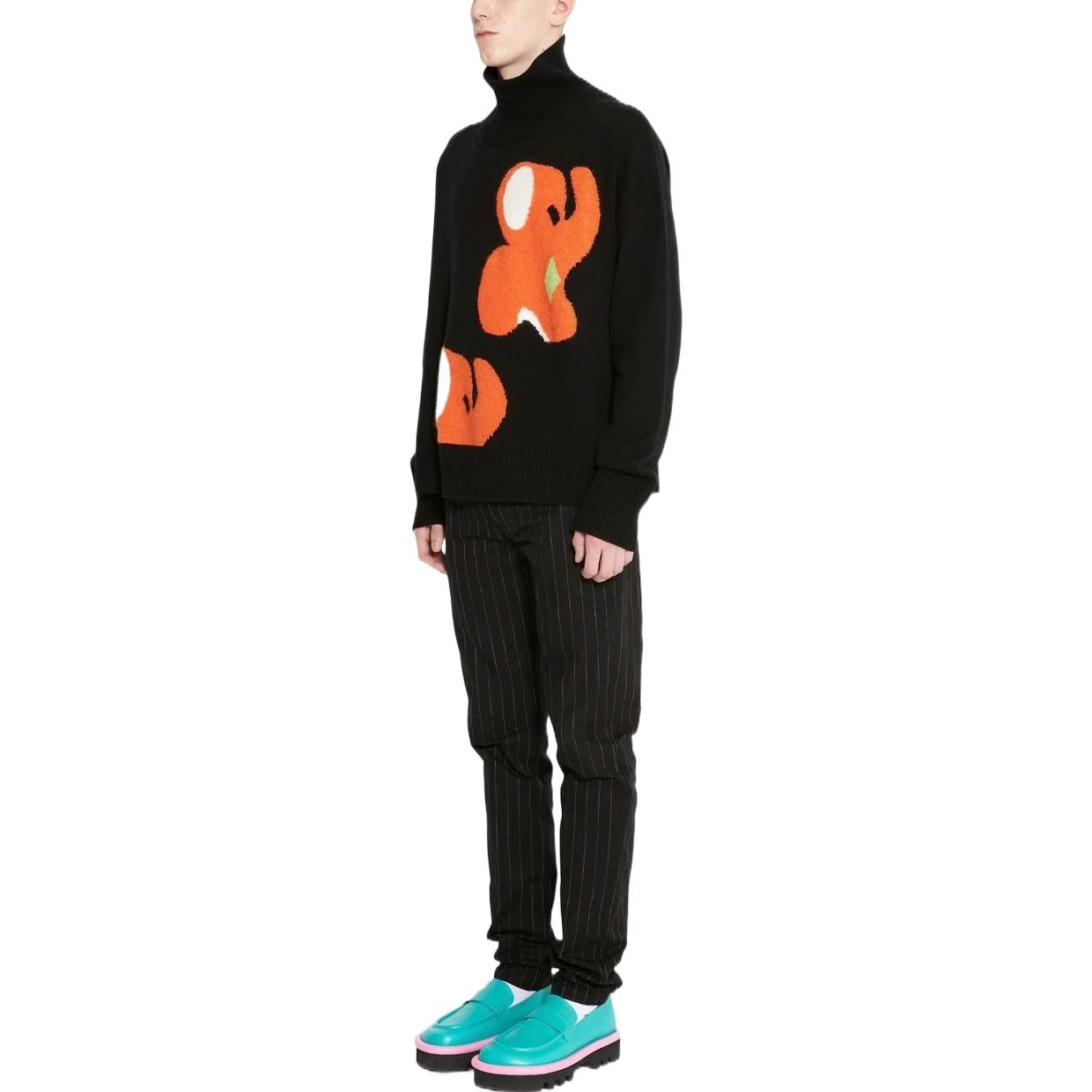 Purchase JW Anderson FW22 Sweater Turtleneck Rajut Wol Pola Hitam. KW0725YN0200-999