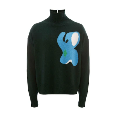 JW Anderson FW22 Patterned Turtleneck Wool Sweater Green (). KW0703YN0200-560