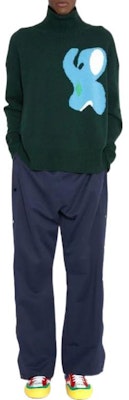 JW Anderson FW22 Sweater Wol Leher Tinggi Pola Hijau. KW0703YN0200-560 Lookbook JW Anderson FW22 Sweater Wol Leher Tinggi Pola Hijau. KW0703YN0200-560