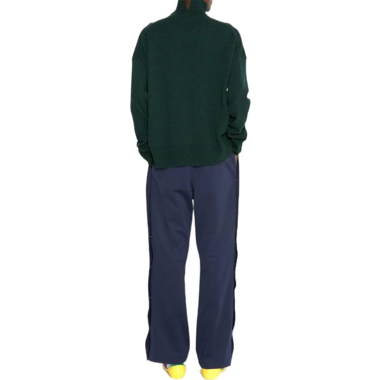Shop JW Anderson FW22 Sweater Wol Leher Tinggi Pola Hijau. KW0703YN0200-560