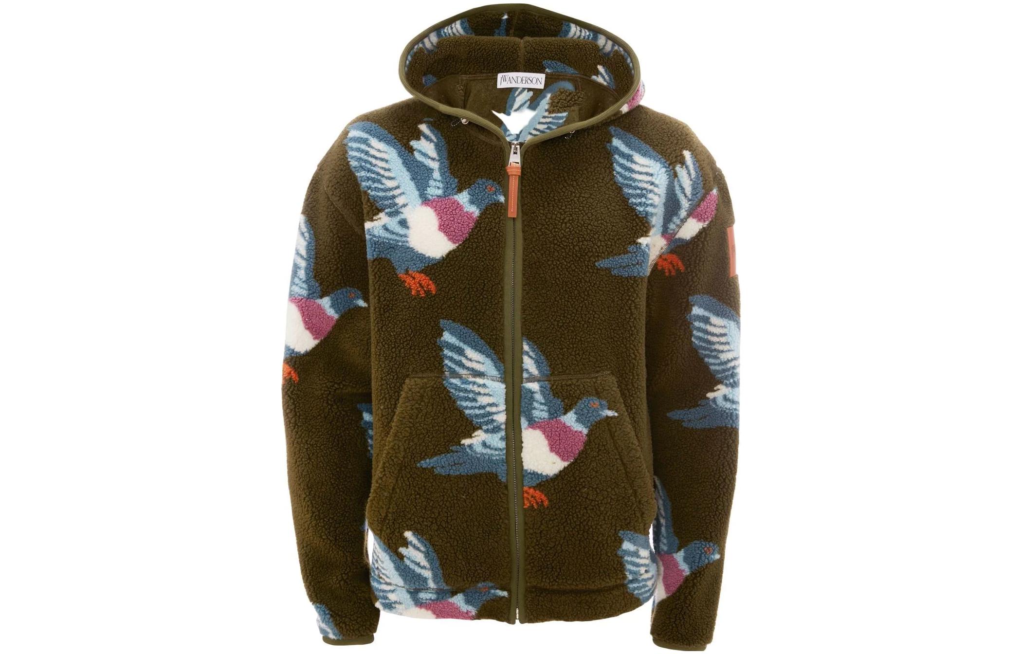 JW Anderson FW22 Pigeon Print Zip Hoodie Jacket Brown JK0178P-G0913-575
