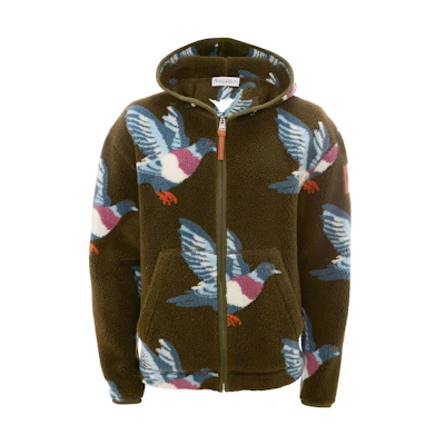 JW Anderson FW22 Pigeon Print Zip Hoodie Jacket Brown JK0178P-G0913-575