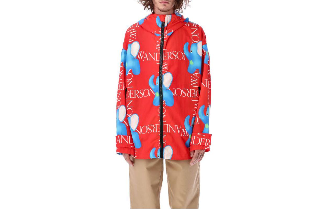JW Anderson FW22 Red Graphic Full-Print Zip Hoodie Jacket JK0176PG1015-459