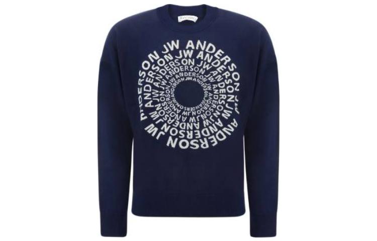 JW Anderson FW22 Solid Logo Print Crewneck Sweatshirt Men’s Blue KW0727YN0008870