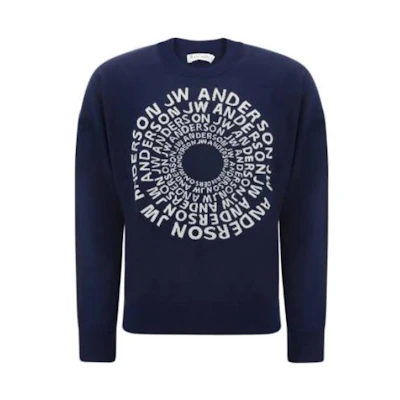 JW Anderson FW22 Solid Logo Print Crewneck Sweatshirt Men’s Blue KW0727YN0008870