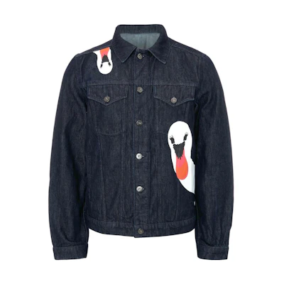 JW Anderson FW22 Swan Print Denim Jacket Long Sleeve Indigo DJ0013PG0350870