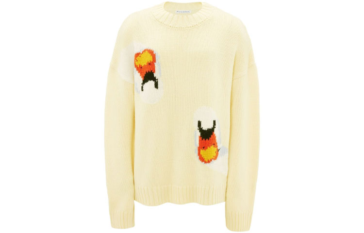 JW Anderson FW22 Yellow Cartoon Graphic Wool Knit Sweater  Crewneck KW0701YN0008-208