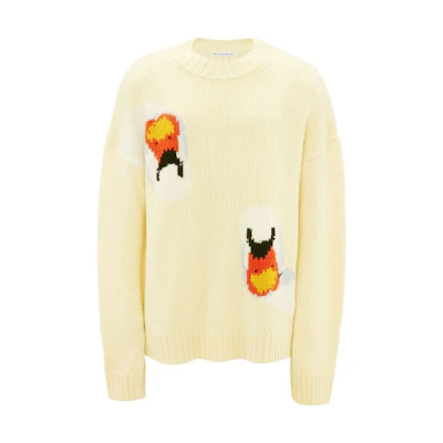JW Anderson FW22 Yellow Cartoon Graphic Wool Knit Sweater Crewneck KW0701YN0008-208