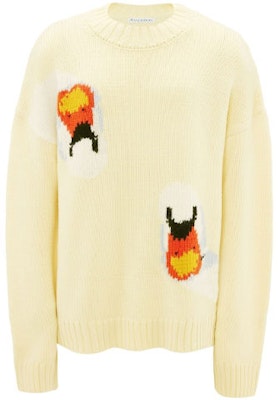 JW Anderson FW22 Kuning Kartun Grafik Wool Knit Sweater Crewneck KW0701YN0008-208 Order JW Anderson FW22 Kuning Kartun Grafik Wool Knit Sweater Crewneck KW0701YN0008-208
