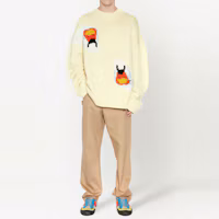 Lookbook JW Anderson 秋冬22 黃色卡通圖案羊毛針織毛衣 圓領 KW0701YN0008-208