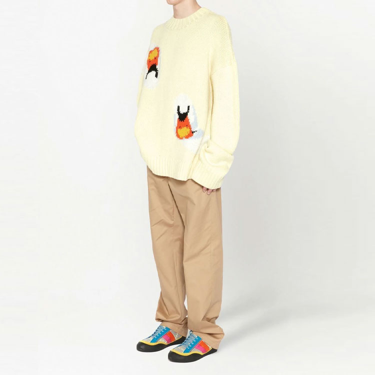 Purchase JW Anderson FW22 Kuning Kartun Grafik Wool Knit Sweater Crewneck KW0701YN0008-208