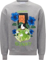 JW Anderson FW23 Grey Letter Plant Print Crewneck Unisex Sweatshirt JW0107-PG1225-907 JW Anderson FW23 Grey Letter Plant Print Crewneck Unisex Sweatshirt JW0107-PG1225-907