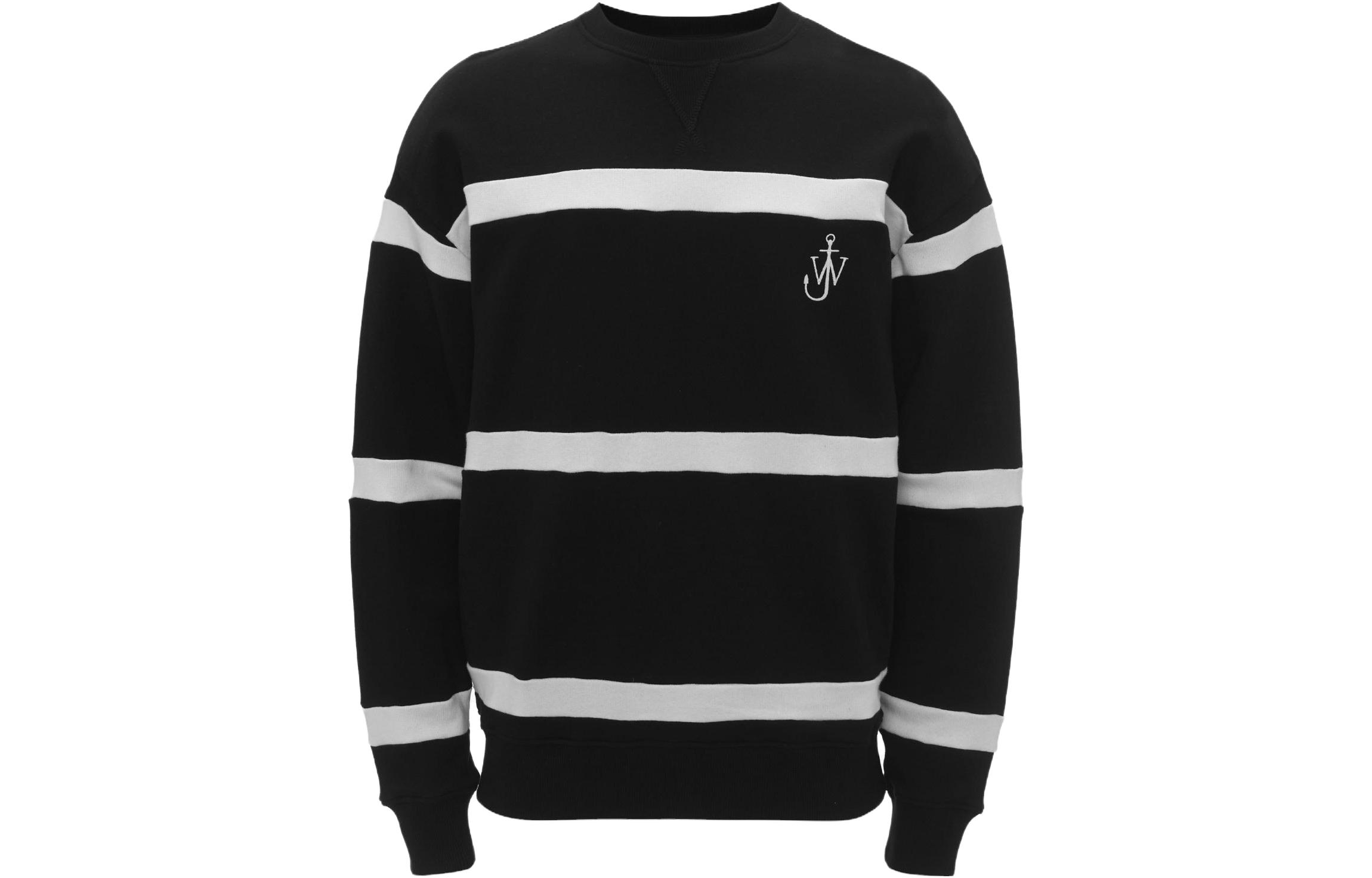JW Anderson FW23 Striped Crewneck Slim Fit Long Sleeve Sweatshirt Black Mens JW0155-PG0717-909