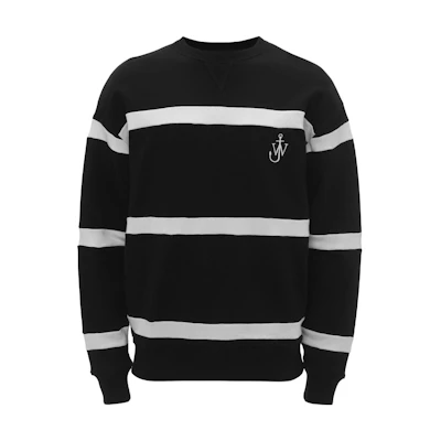 JW Anderson FW23 Striped Crewneck Slim Fit Long Sleeve Sweatshirt Black Mens JW0155-PG0717-909