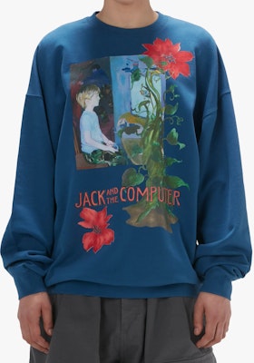 JW Anderson FW24 Baju Crewneck Biru dengan Logo Sulam & Cetakan Bunga JW0182PG1598800 Lookbook JW Anderson FW24 Baju Crewneck Biru dengan Logo Sulam & Cetakan Bunga JW0182PG1598800