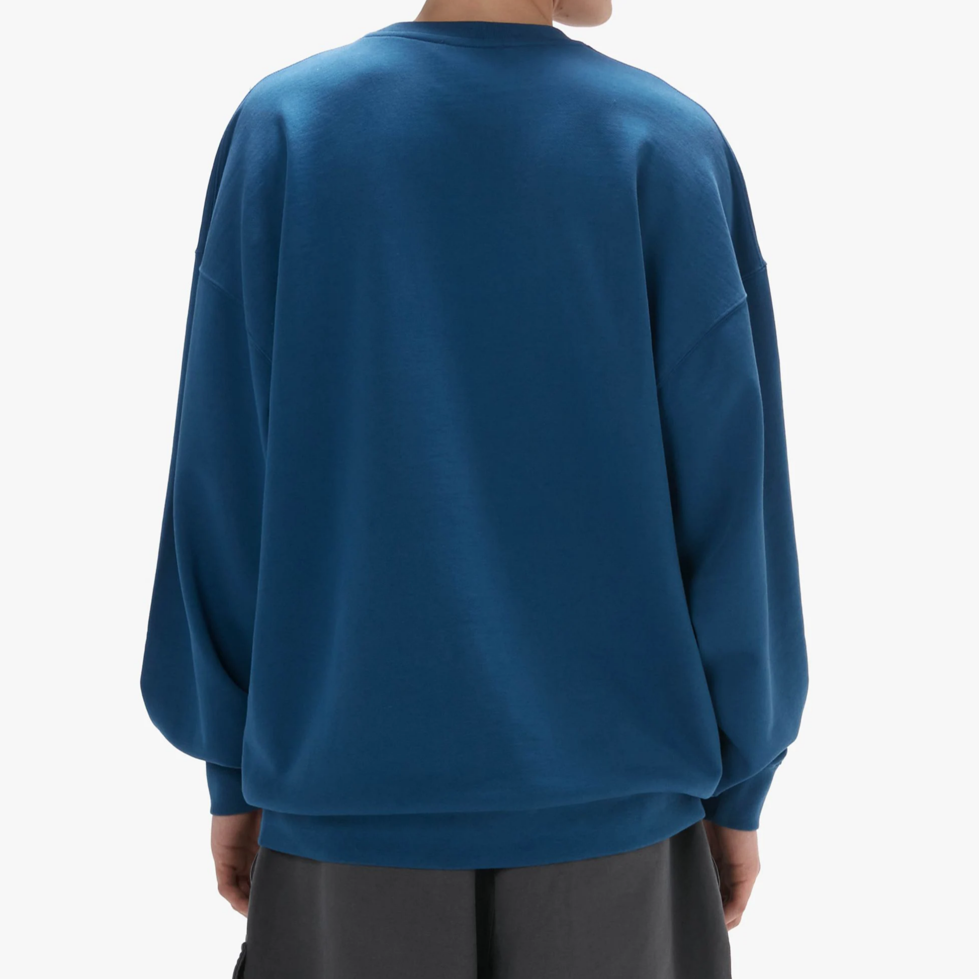 Shop JW Anderson FW24 Baju Crewneck Biru dengan Logo Sulam & Cetakan Bunga JW0182PG1598800