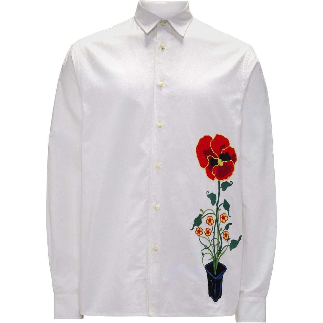 Order Camisa Blanca de Manga Larga con Estampado Floral JW Anderson FW24 SH0322PG1140001-WHITE