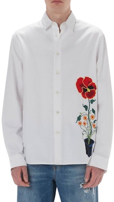 Camisa Blanca de Manga Larga con Estampado Floral JW Anderson FW24 SH0322PG1140001-WHITE Lookbook Camisa Blanca de Manga Larga con Estampado Floral JW Anderson FW24 SH0322PG1140001-WHITE