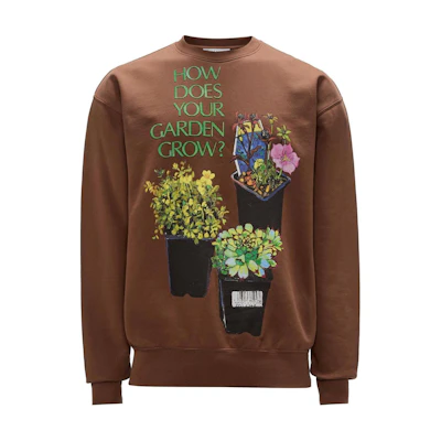 JW Anderson FW24 Patterned Chocolate Brown Oversized Crewneck Sweatshirt . JW0200PG1390600-BROWN