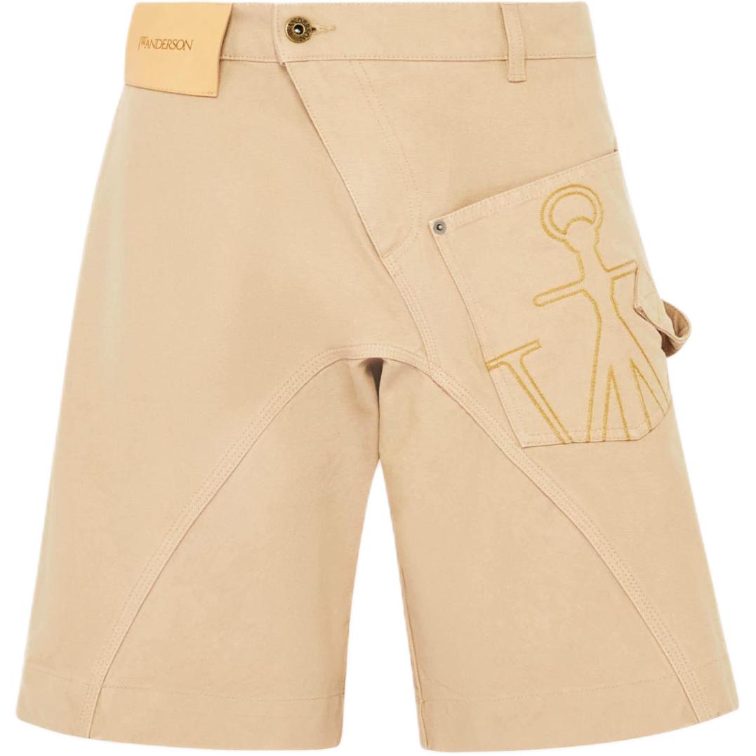 JW Anderson FW24 Twisted Logo Patch Loose Cargo Shorts Beige - . SR0108PG1744130