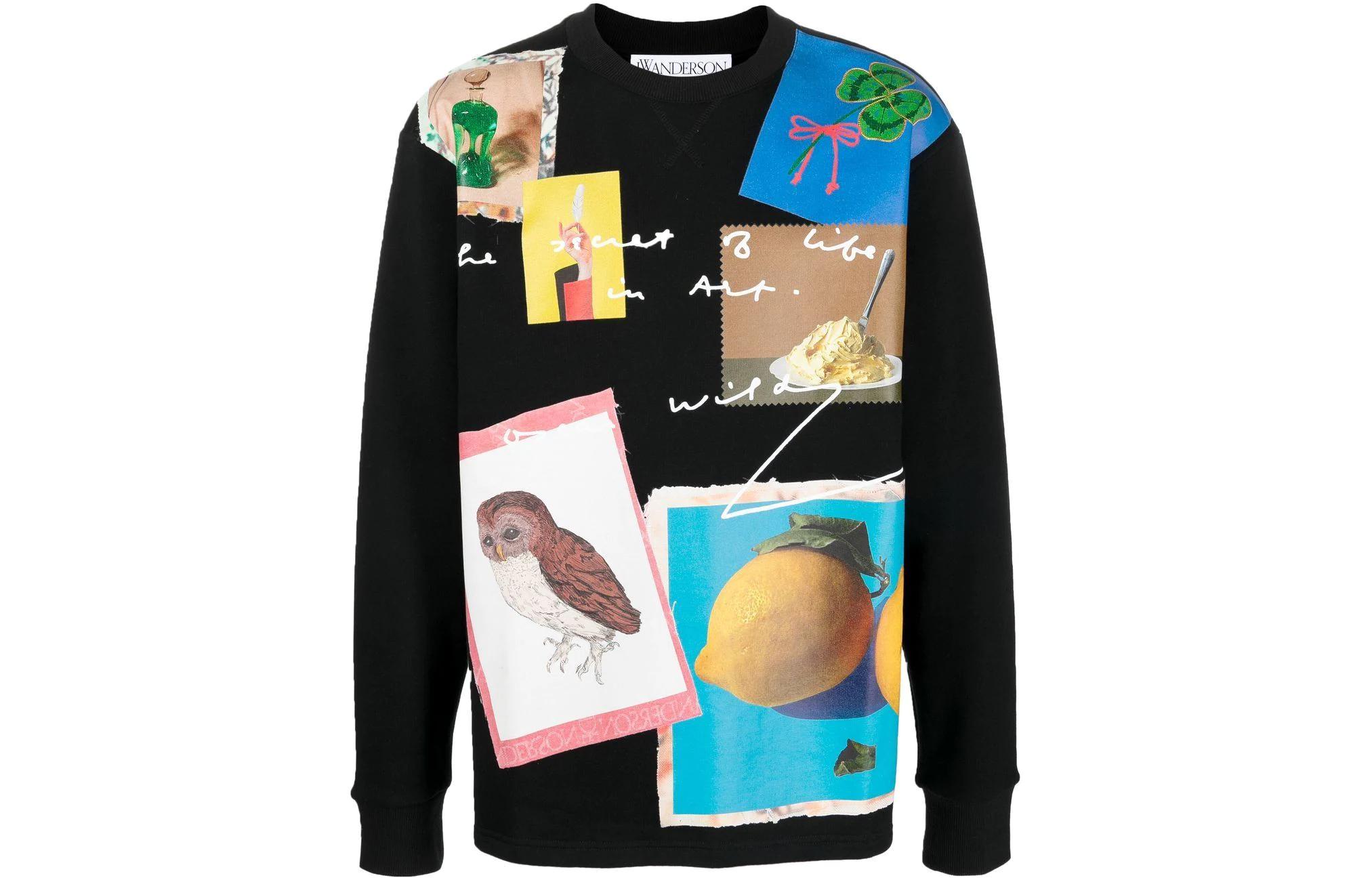 JW Anderson Graphic Print Pullover Sweatshirt Mens Black JW0032PG0771-900