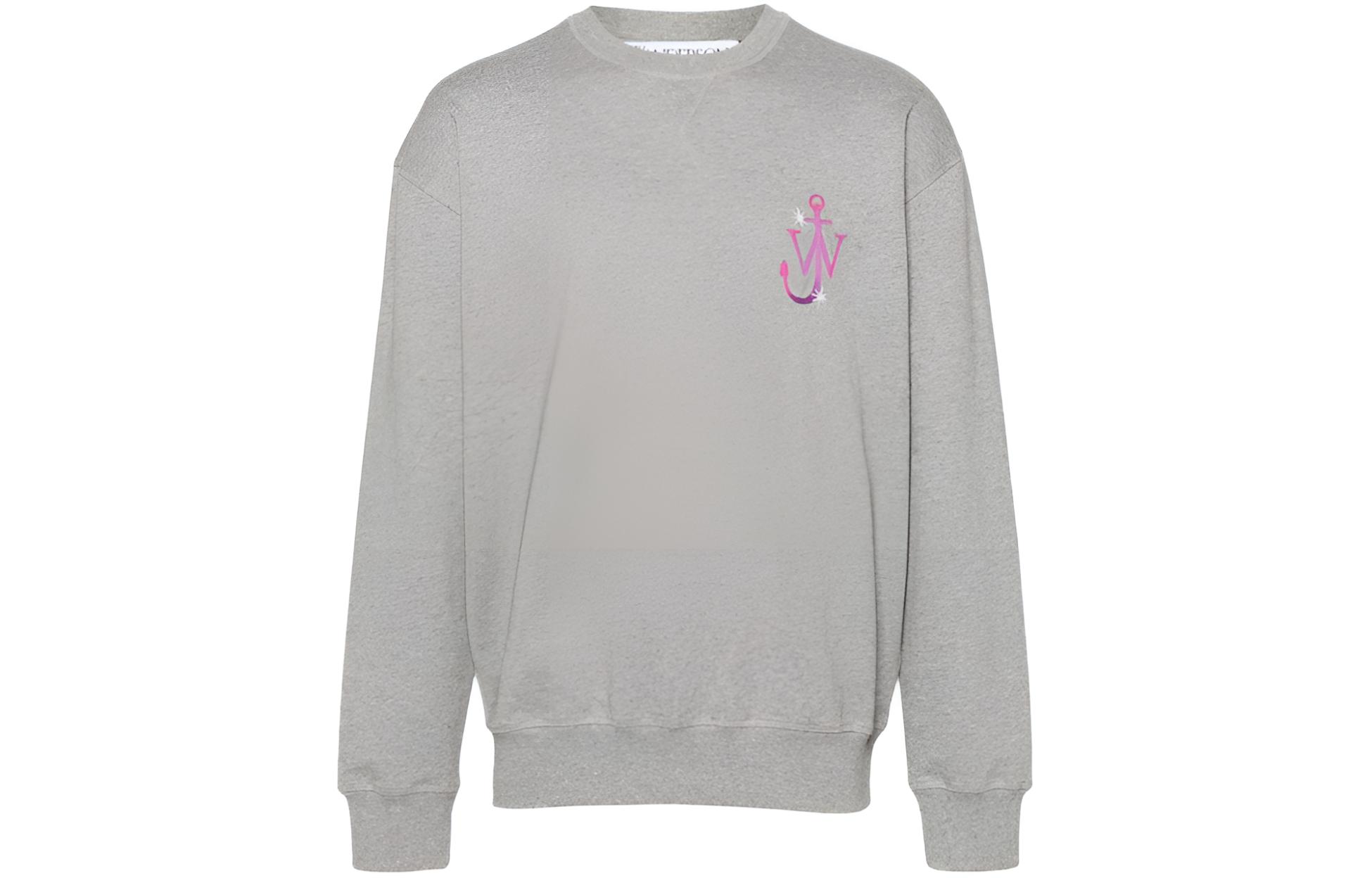 JW Anderson Gray Logo Embroidered Relaxed Fit Knit Sweatshirt for Men JW0161PG0861905-GREY