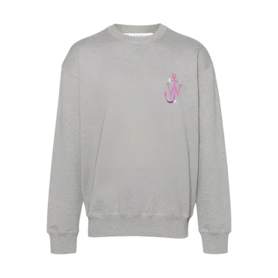 JW Anderson Gray Logo Embroidered Relaxed Fit Knit Sweatshirt for Men JW0161PG0861905-GREY