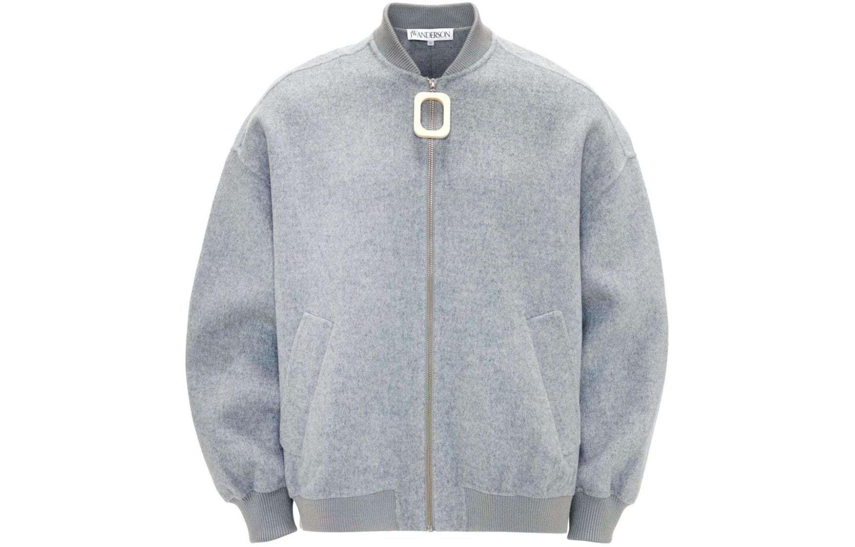 JW Anderson Gray Ribbed Trim Drop Shoulder Bomber Jacket JK0302PG0935907-GREY