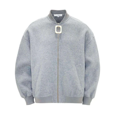 JW Anderson Gray Ribbed Trim Drop Shoulder Bomber Jacket JK0302PG0935907-GREY