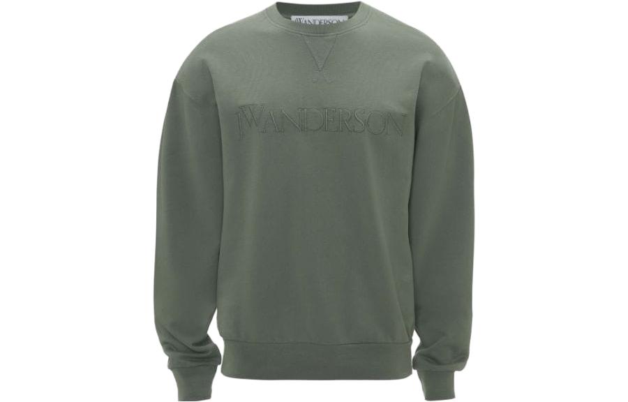 JW Anderson Green Crewneck Sweatshirt with Logo Embroidery JW0162-PG0861-500