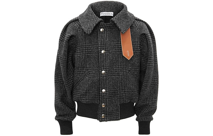 JW Anderson Grey Check Pleated Sleeve Single-Breasted Jacket JK0108-PG0596-901