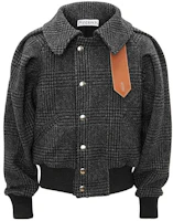 JW Anderson Grey Check Pleated Sleeve Single-Breasted Jacket JK0108-PG0596-901 JW Anderson Grey Check Pleated Sleeve Single-Breasted Jacket JK0108-PG0596-901