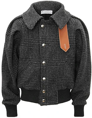 JW Anderson 灰色格纹褶袖单排扣西装外套 JK0108-PG0596-901 Buy JW Anderson 灰色格纹褶袖单排扣西装外套 JK0108-PG0596-901
