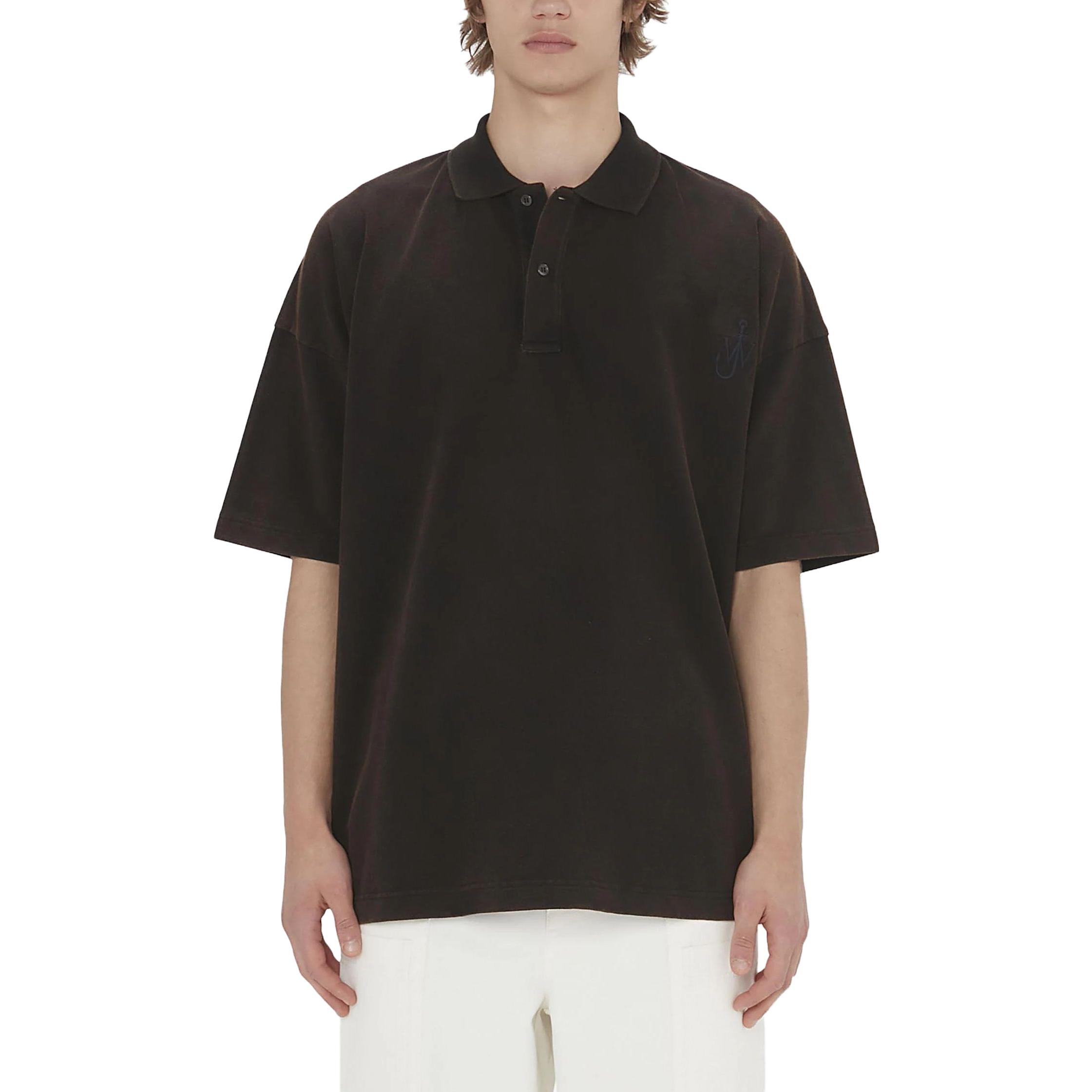 Lookbook JW Anderson Polo Camiseta Marrón Hombre Confortable Bordado Logo Manga Corta JO0196PG0960-600