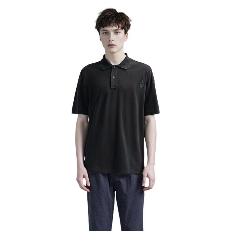 Sizing JW Anderson Polo Camiseta Marrón Hombre Confortable Bordado Logo Manga Corta JO0196PG0960-600