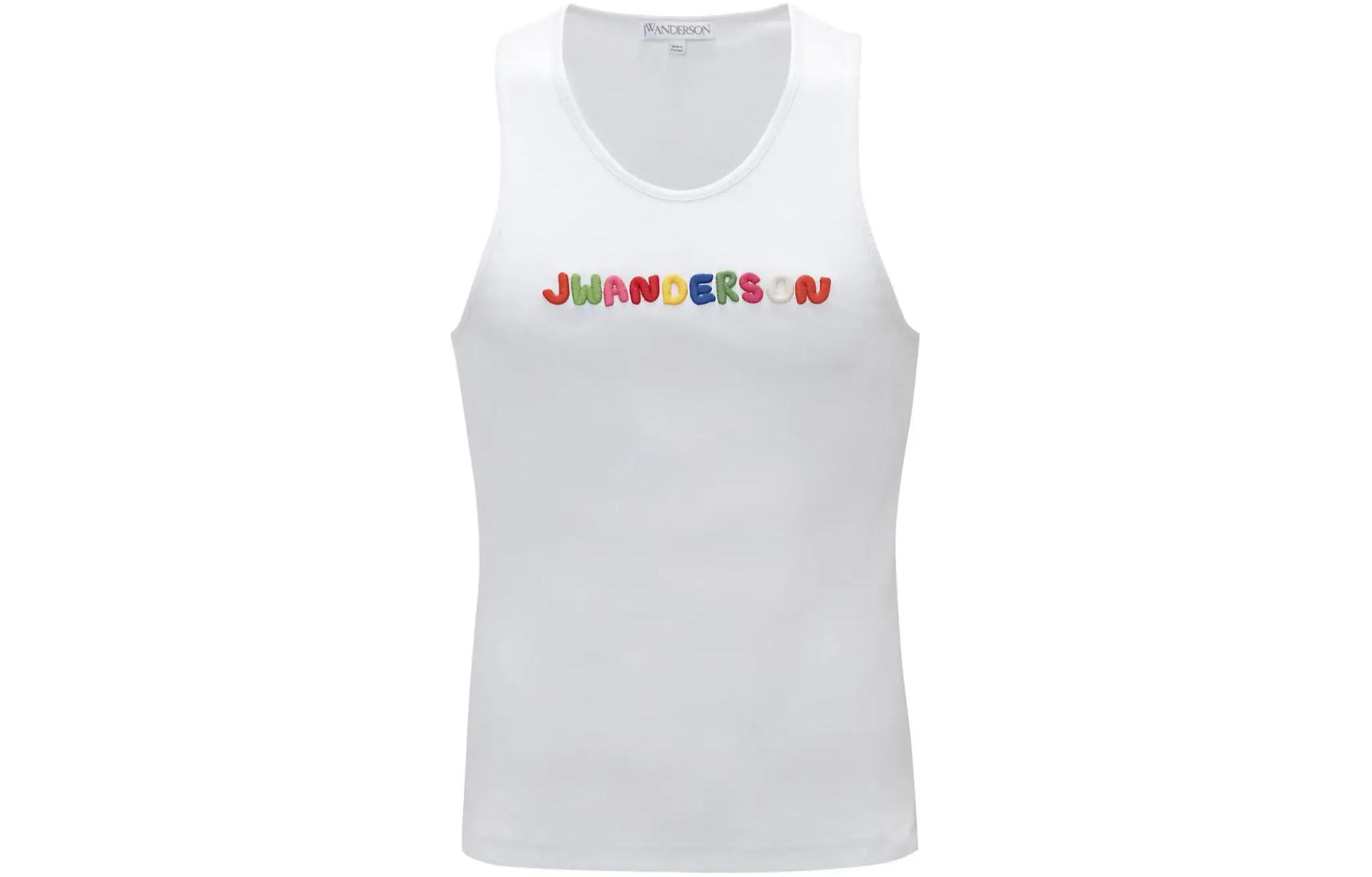 JW Anderson Logo Embroidered Crewneck White Tank Top JO0215PG1512001-WHITE
