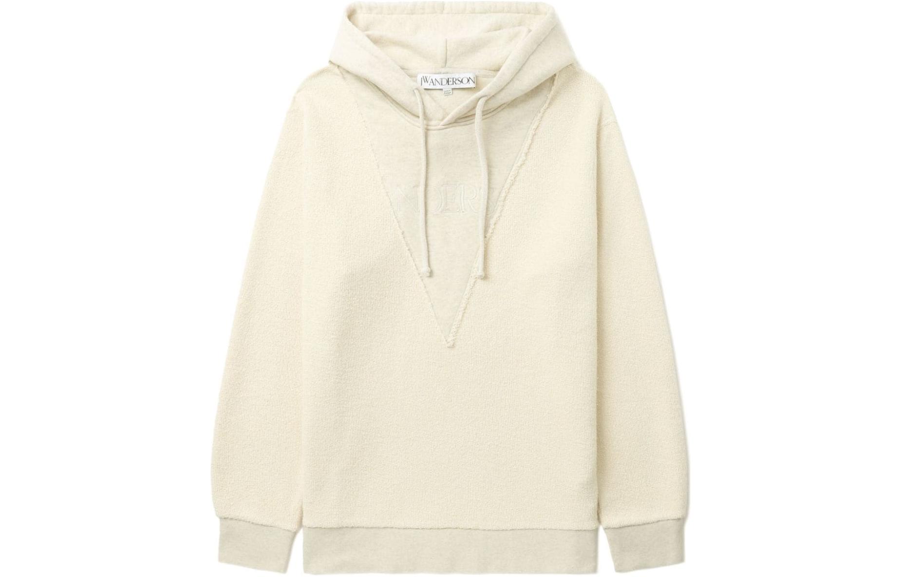 JW Anderson Logo Embroidered Ivory White Hoodie - Casual Wear JW0154PG1397161-WHITE