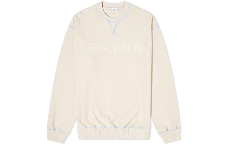 JW Anderson Logo Embroidered Loose Fit Long Sleeve Sweatshirt Beige Unisex JO0005-PG0490-002