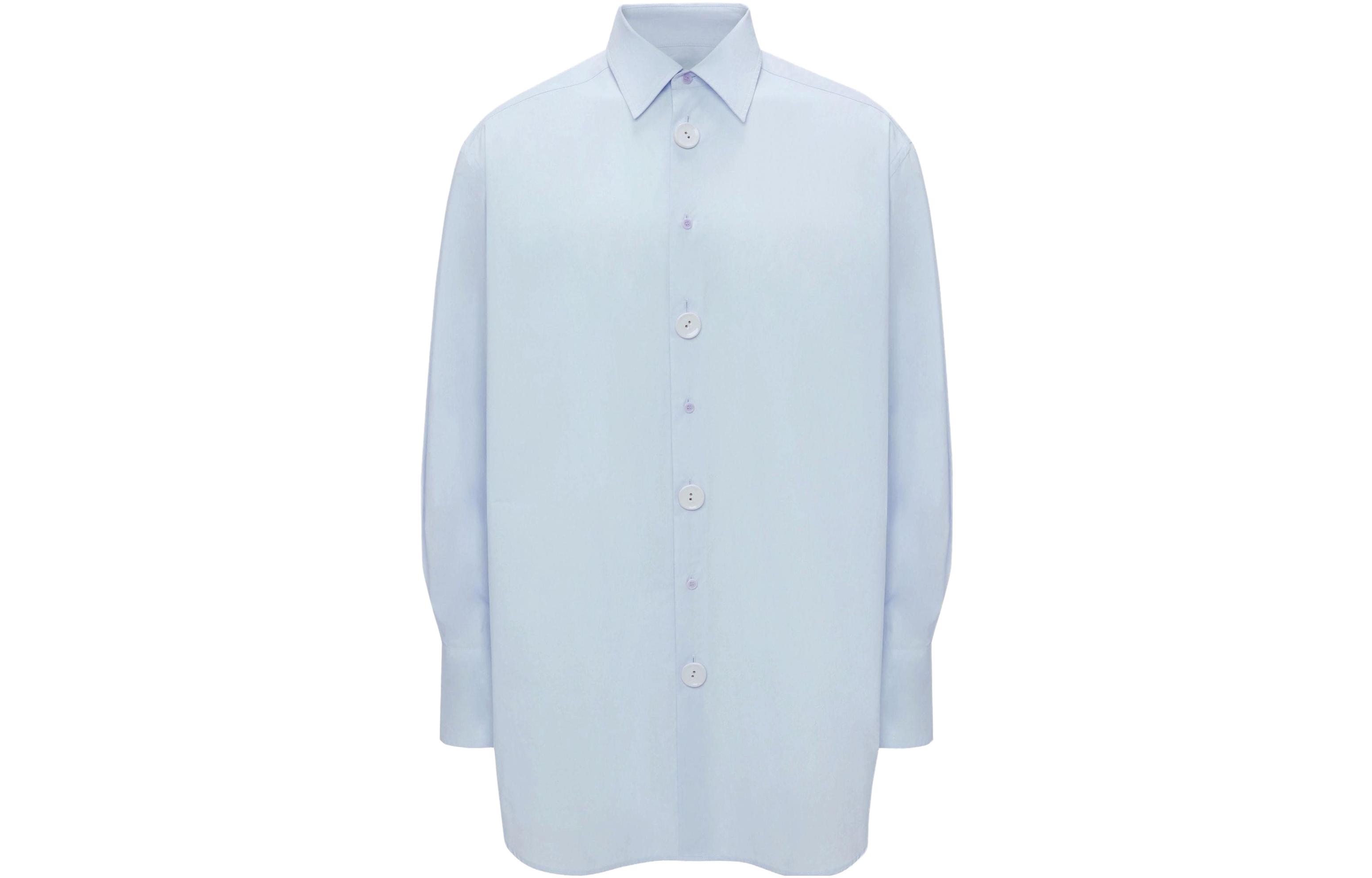 Order Kemeja Lengan Panjang JW Anderson Oversize dengan Kancing Keramik Biru SH0290PG1140-804