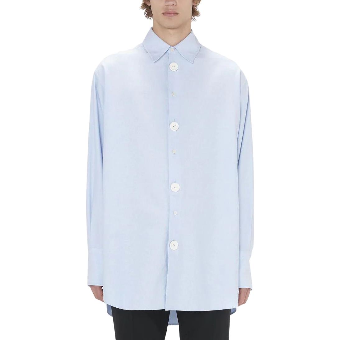 Lookbook Kemeja Lengan Panjang JW Anderson Oversize dengan Kancing Keramik Biru SH0290PG1140-804