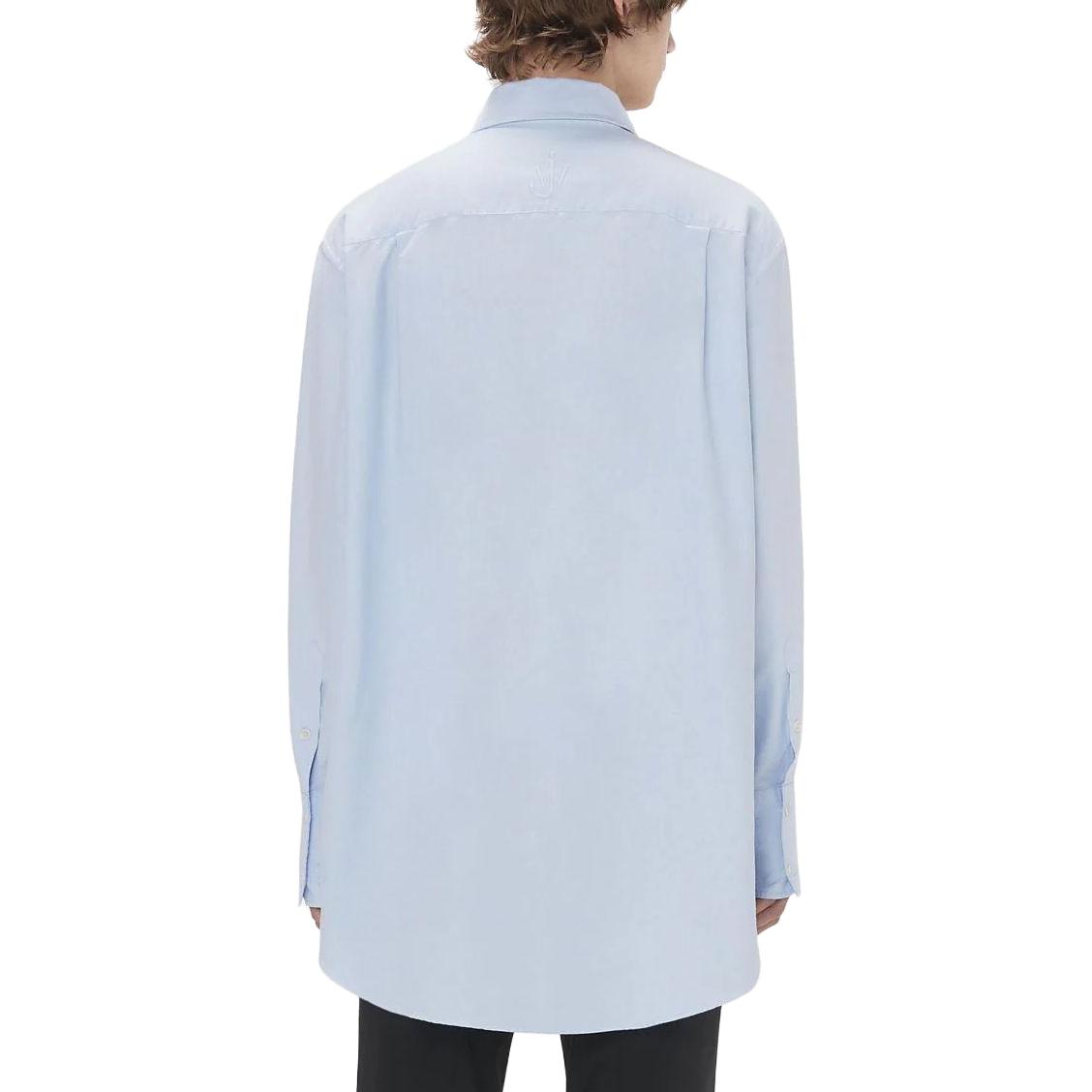 Shop Kemeja Lengan Panjang JW Anderson Oversize dengan Kancing Keramik Biru SH0290PG1140-804