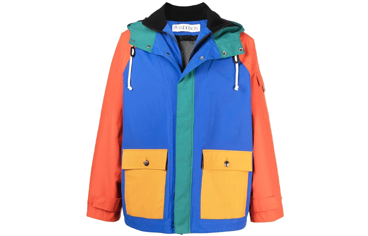 JW Anderson Patchwork Zip-Up Hoodie Jacket - Blue JK0065-PG0536-454