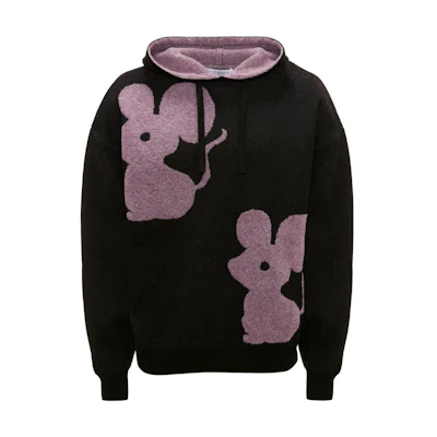 JW Anderson Purple Oversized Hoodie with Double-Sided Mouse Embroidery Unisex KW0944-YN0269-733